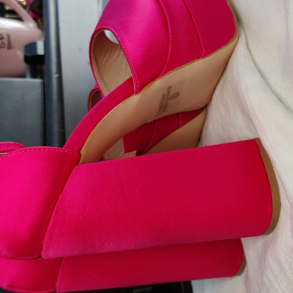 Pink Platform Open Toe Heels - image 4